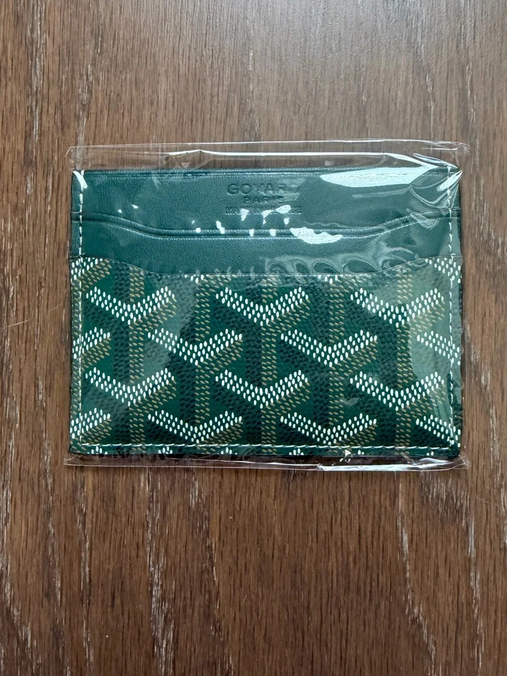 Unbranded Green Goyard-Style Card Holder